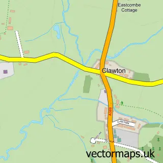 Street map sample of Clawton, Devon