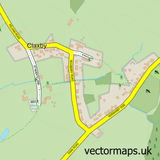 Street map sample of Claxby, Lincolnshire