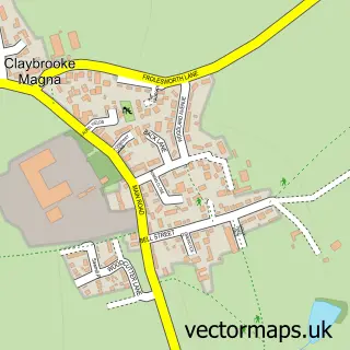 Street map sample of Claybrooke Magna, Leicestershire