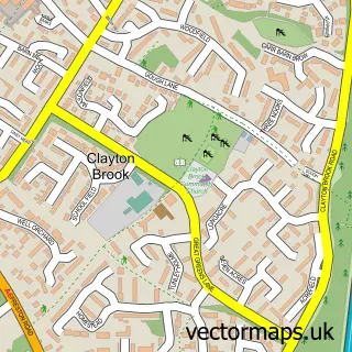 Street map sample of Clayton Brook, Lancashire