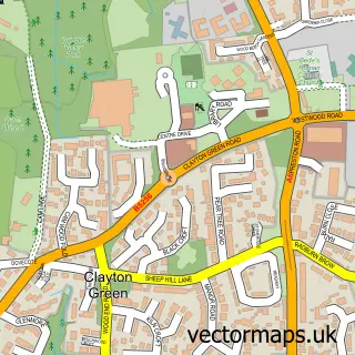 Street map sample of Clayton Green, Lancashire
