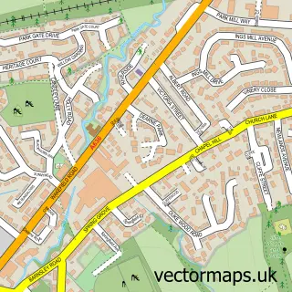 Street map sample of Clayton West, West Yorkshire