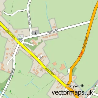 Street map sample of Clayworth, Nottinghamshire