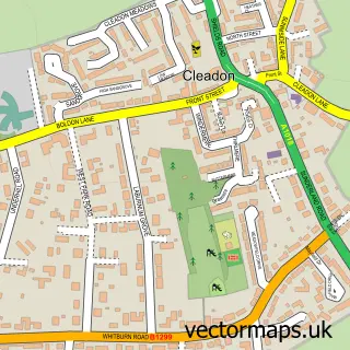 Street map sample of Cleadon, Tyne & Wear