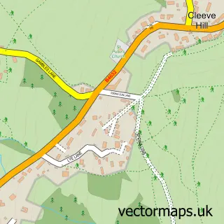 Street map sample of Cleeve Hill, Gloucestershire
