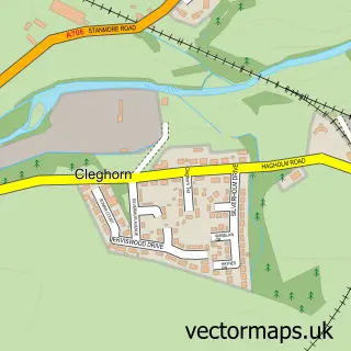 Street map sample of Cleghorn, Lanarkshire