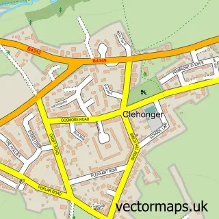 Street map sample of Clehonger, Herefordshire
