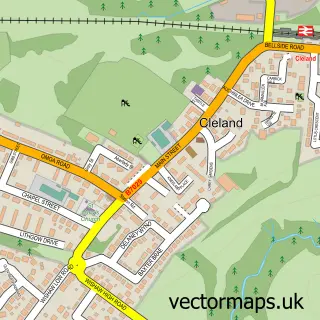 Street map sample of Cleland, Lanarkshire