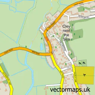 Street map sample of Cley next the Sea, Norfolk