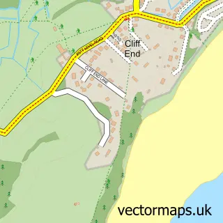 Street map sample of Cliff End, East Sussex