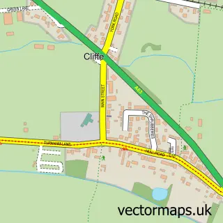 Street map sample of Cliffe, North Yorkshire