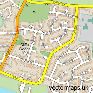 Street map sample of Cliffe Woods, Kent