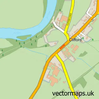 Street map sample of Clifford, Herefordshire
