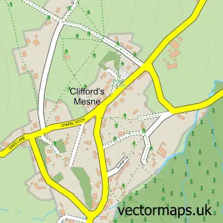 Street map sample of Clifford's Mesne, Gloucestershire