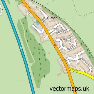Street map sample of Clifton, Cumbria