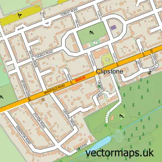 Street map sample of Clipstone, Nottinghamshire