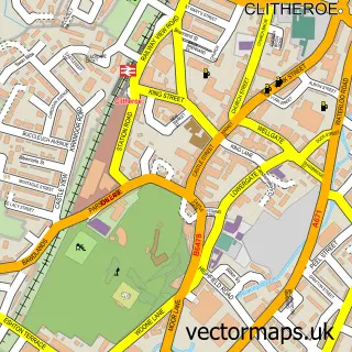 Street map sample of Clitheroe, Lancashire