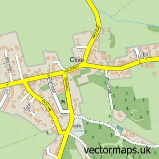 Street map sample of Clive, Shropshire