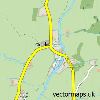 Street map sample of Clodock, Herefordshire