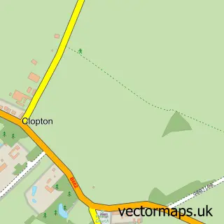 Street map sample of Clopton, Northamptonshire