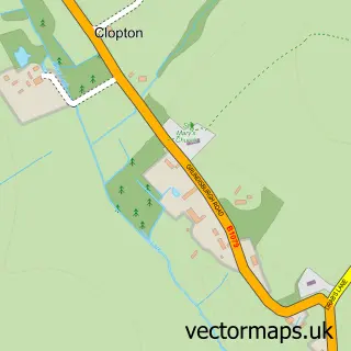 Street map sample of Clopton, Suffolk