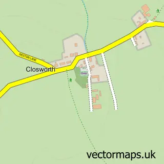 Street map sample of Closworth, Somerset