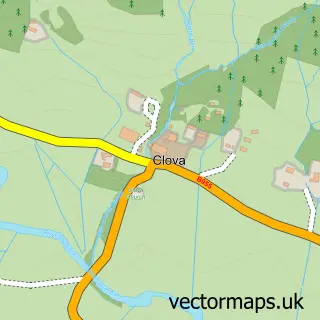 Street map sample of Clova, Angus