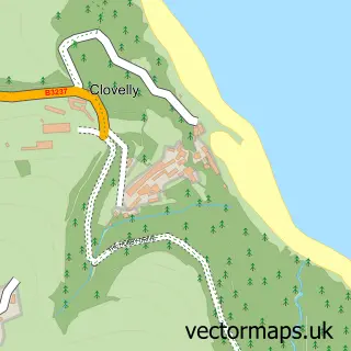 Street map sample of Clovelly, Devon