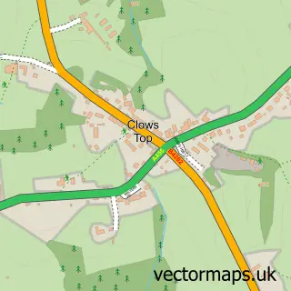 Street map sample of Clows Top, Worcestershire
