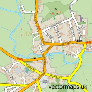 Street map sample of Clun, Shropshire