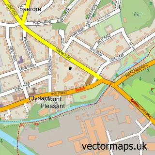Street map sample of Clydach, West Glamorgan