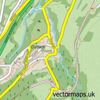 Street map sample of Clydach, Gwent
