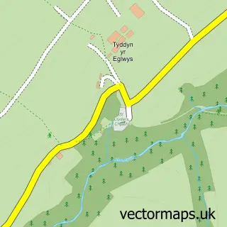 Street map sample of Clydau, Dyfed