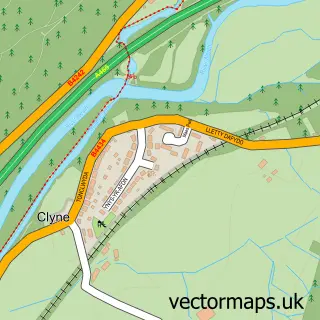 Street map sample of Clyne, West Glamorgan