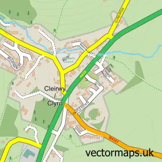 Street map sample of Clyro, Powys