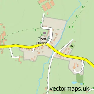 Street map sample of Clyst Hydon, Devon