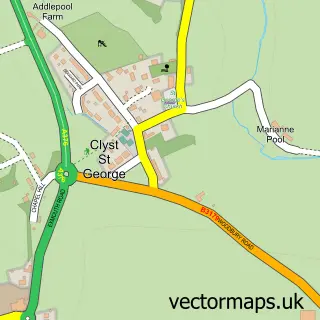 Street map sample of Clyst St George, Devon