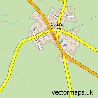 Street map sample of Coad's Green, Cornwall