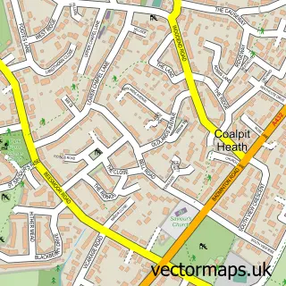 Street map sample of Coalpit Heath, Gloucestershire