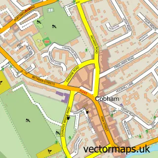 Street map sample of Cobham, Surrey