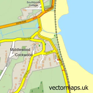 Street map sample of Cockwood, Devon