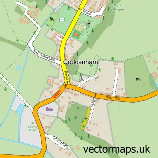Street map sample of Coddenham, Suffolk