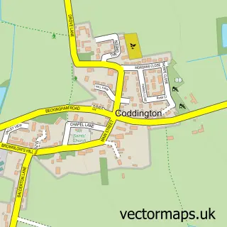 Street map sample of Coddington, Nottinghamshire