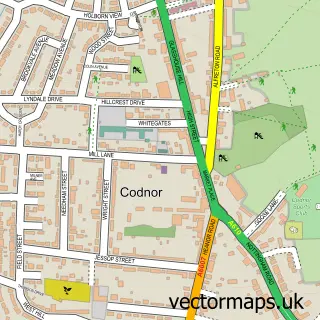 Street map sample of Codnor, Derbyshire