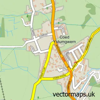 Street map sample of Coed Ystumgwern, Gwynedd
