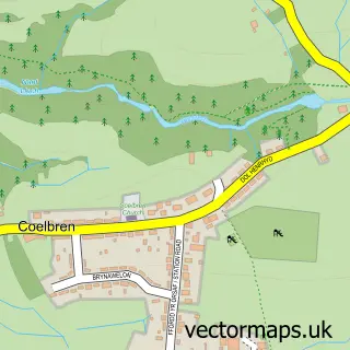 Street map sample of Coelbren, Powys