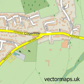 Street map sample of Cogenhoe, Northamptonshire