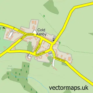 Street map sample of Cold Ashby, Northamptonshire