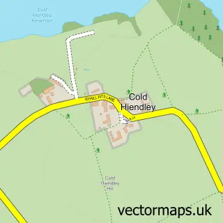 Street map sample of Cold Hiendley, West Yorkshire
