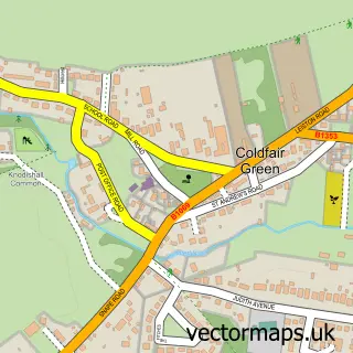 Street map sample of Coldfair Green, Suffolk